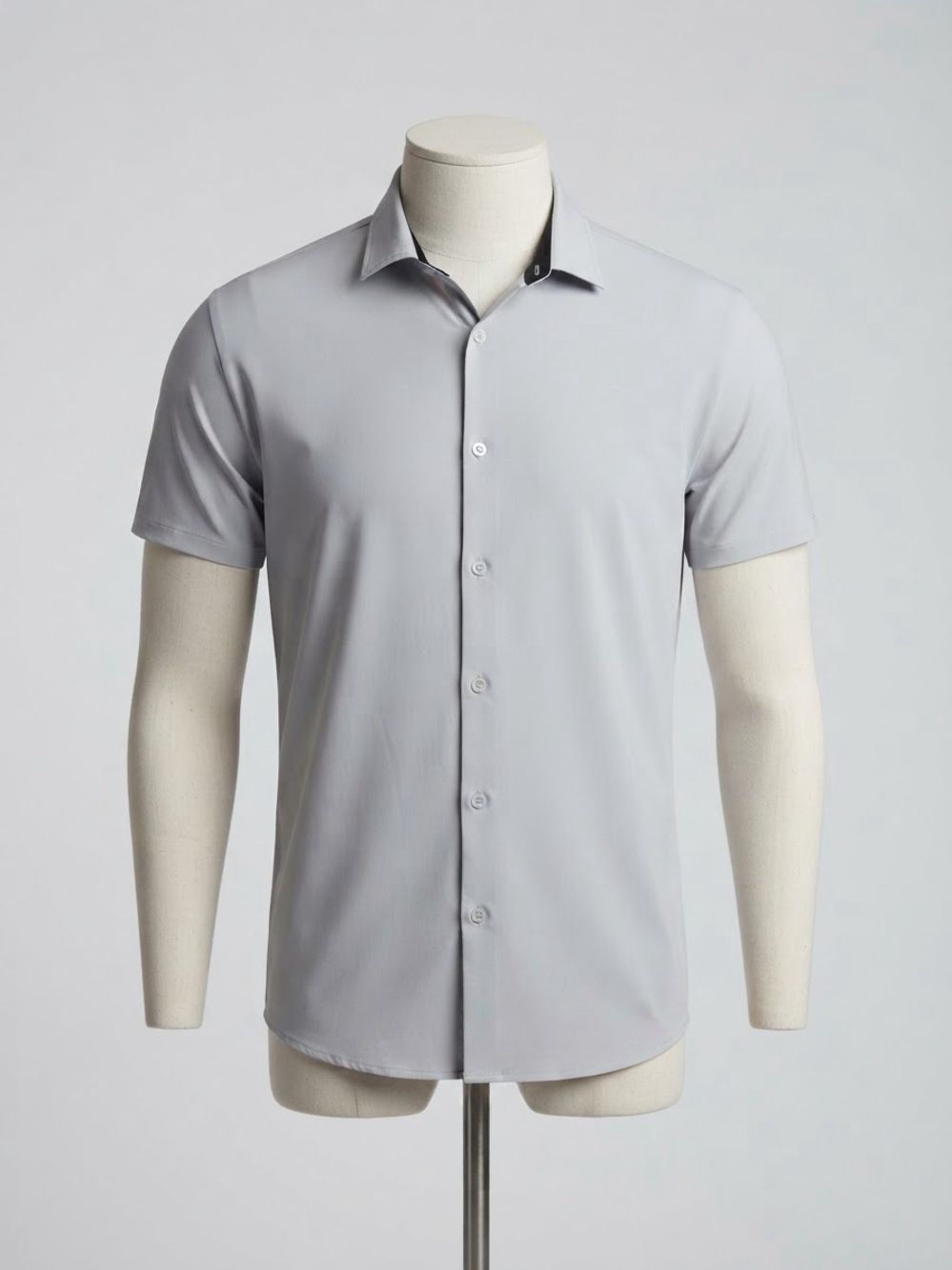 Kenneth Cole Light Gray Short-Sleeve Button-Down Shirt